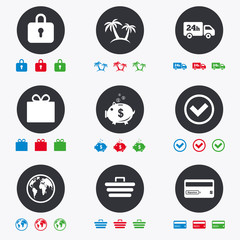 Online shopping, e-commerce and business icons.