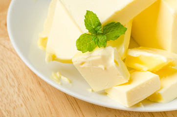 Slice of butter for baking or cooking