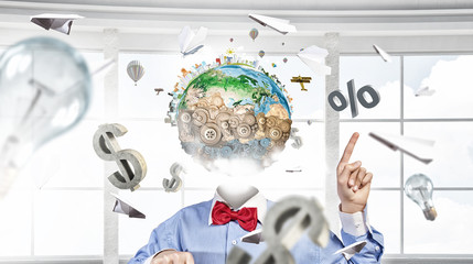 Portrait of headless guy