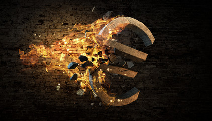 Euro symbol in fire
