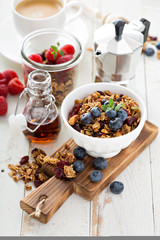 Homemade granola with berries for breakfast