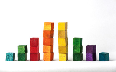 Coloured Cubes on White Background