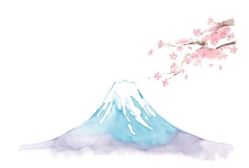 富士山、桜