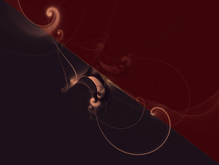 Abstract background with the conditional silhouette of a cello or violin.  Background red-brown, divided diagonally. Fine lines are added to the silhouette of a violin or cello. Fractal.   © IrinaUljankina