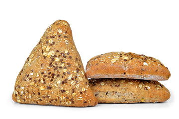 Whole wheat bread isolated on white