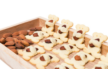 almond bear cookies isolated on white