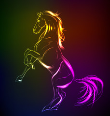 Neon background Horse. Vector illustration.