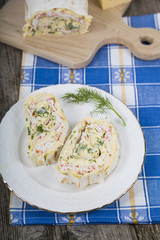 Roll on a wooden table