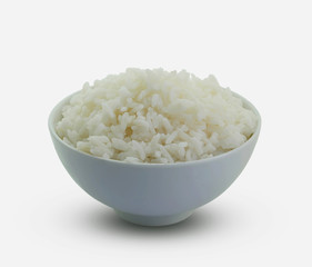 steamed rice in the white bowl