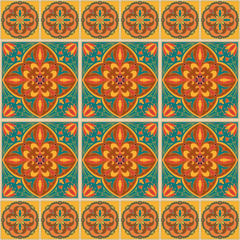 Vector seamless texture. Beautiful colored pattern for design and fashion with decorative elements and borders