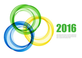 Abstract background with blue, yellow and green rings . Vector illustration