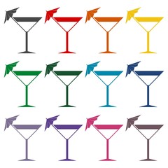 Martini glass icons set 