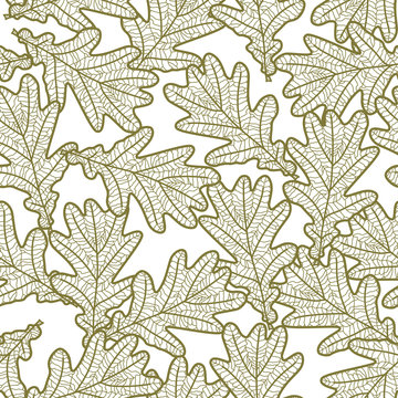seamless pattern from graphic oak leaves