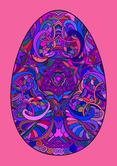 Decorative multicolor purple Easter egg.
