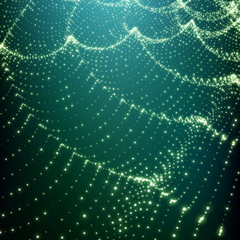 Fototapeta premium Wave Grid Background. Ripple Grid. Lattice Background. Abstract Vector Illustration. Cyberspace Grid. 3D Technology Style. Glowing Grid. Wireframe illustration with Dots. Network Design with Particle