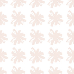 Floral seamless pattern of stroke camomile pattern. Grunge white and black flowers