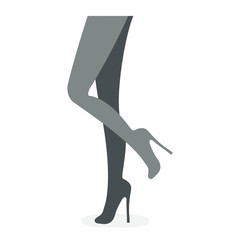 vector outline of female legs in high heels on white background