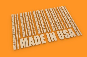 Made in USA text and bar code from same words