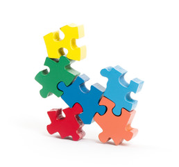 Closeup of big jigsaw puzzle pieces