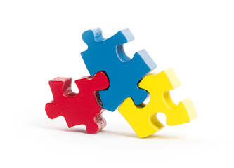Closeup of big jigsaw puzzle pieces