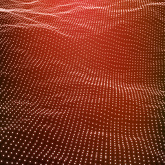 Wave Grid Background. Ripple Grid. Lattice Background. Abstract Vector Illustration. Cyberspace Grid. 3D Technology Style. Glowing Grid. Wireframe illustration with Dots. Network Design with Particle