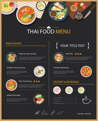 vector thai food restaurant menu template flat design