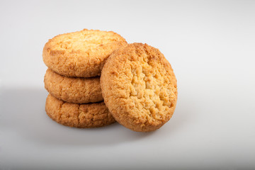 Cookies with texture on a white background in studio