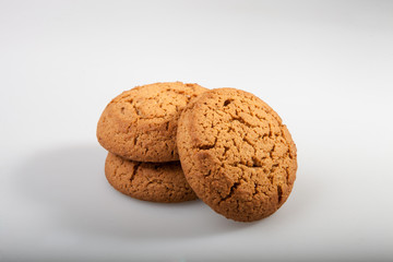 Cookies with texture on a white background in studio