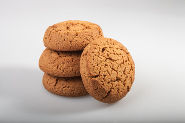 Cookies with texture on a white background in studio