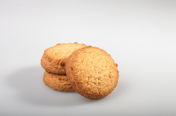 Cookies with texture on a white background in studio