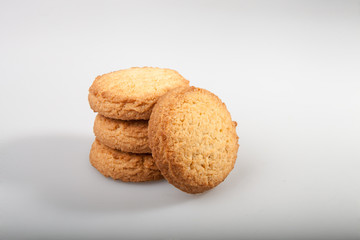 Cookies with texture on a white background in studio