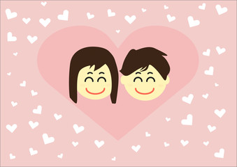 couple in love with hearts