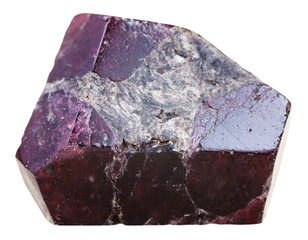 crystal of garnet (almandine) gem stone isolated