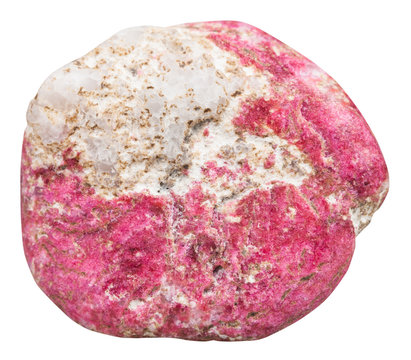 pebble of Thulite (rosaline) gemstone isolated