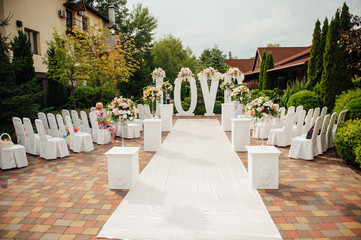 beautiful wedding ceremony in the park on a sunny day
