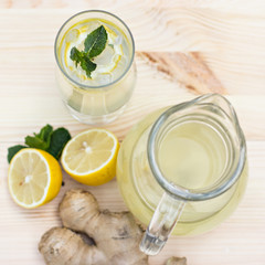 Lemonade with lemon and ginger