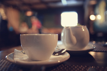 Breakfast tea in a cafe