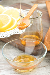 still life of honey and lemon