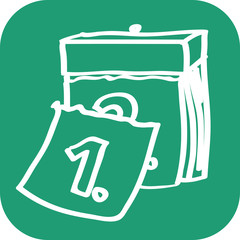 Handgezeichnetes Kalender-Icon mit grünem Hintergrund
