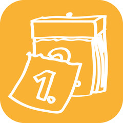 Handgezeichnetes Kalender-Icon mit orangenem Hintergrund