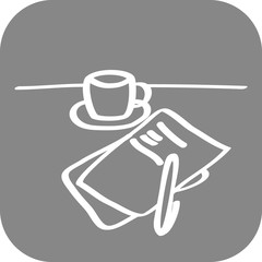 Obraz premium Handgezeichnetes Schreibtisch-Icon mit grauem Hintergrund