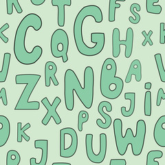 Seamless pattern with cute cartoon letters