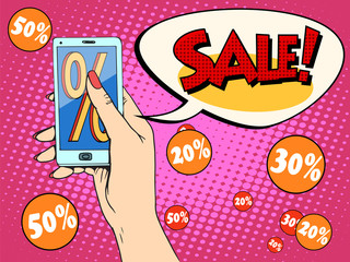 Discount online store smartphone app woman