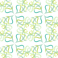 Pattern of green leaves or hearts on white background