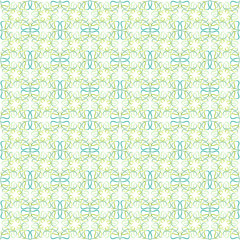 Pattern of green leaves or hearts on white background