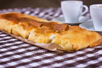 2 cups of coffee and cake or strudel.