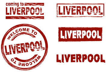 Ink stamp set city Liverpool
