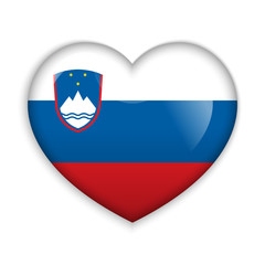  Love Slovenia.  Flag Heart Glossy Button