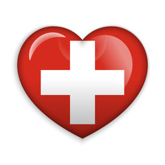  Love Switzerland.  Flag Heart Glossy Button