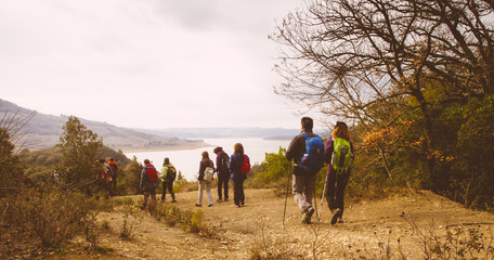 Obraz premium Hiking man in the forest